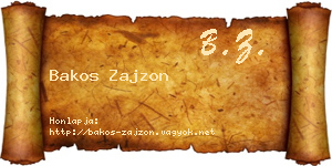 Bakos Zajzon névjegykártya